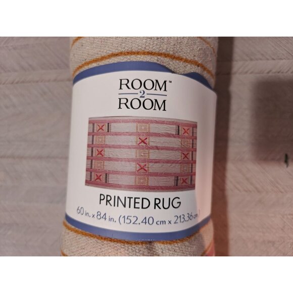 Multicolor Printed Rug Geometric Aztec Southwestern Cotton Blend 60X84 (5x7 ft) - Picture 3 of 9